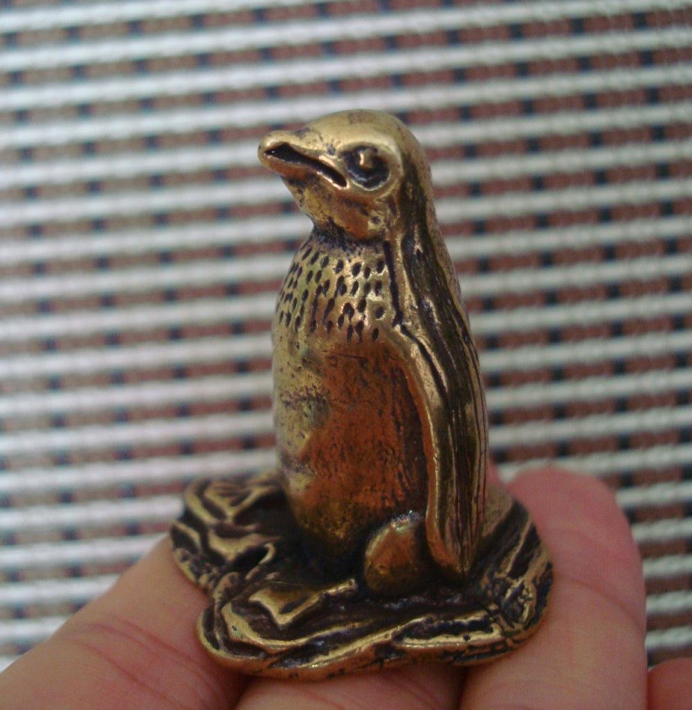 Solid Brass King Penguin Figurine Vintage Style Statue for Home Decor Gifts