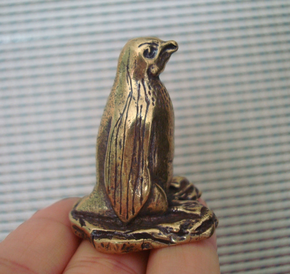 Solid Brass King Penguin Figurine Vintage Style Statue for Home Decor Gifts