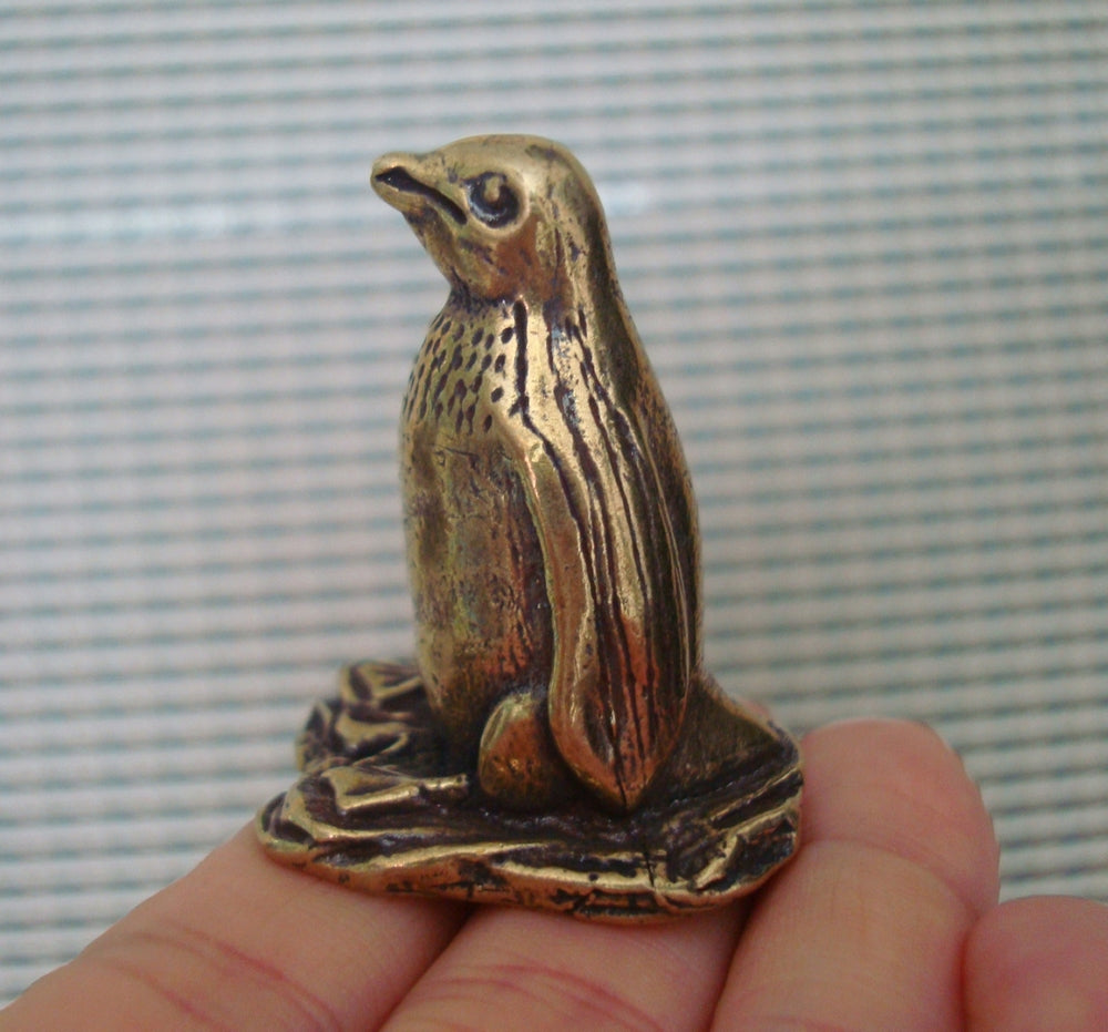 Solid Brass King Penguin Figurine Vintage Style Statue for Home Decor Gifts