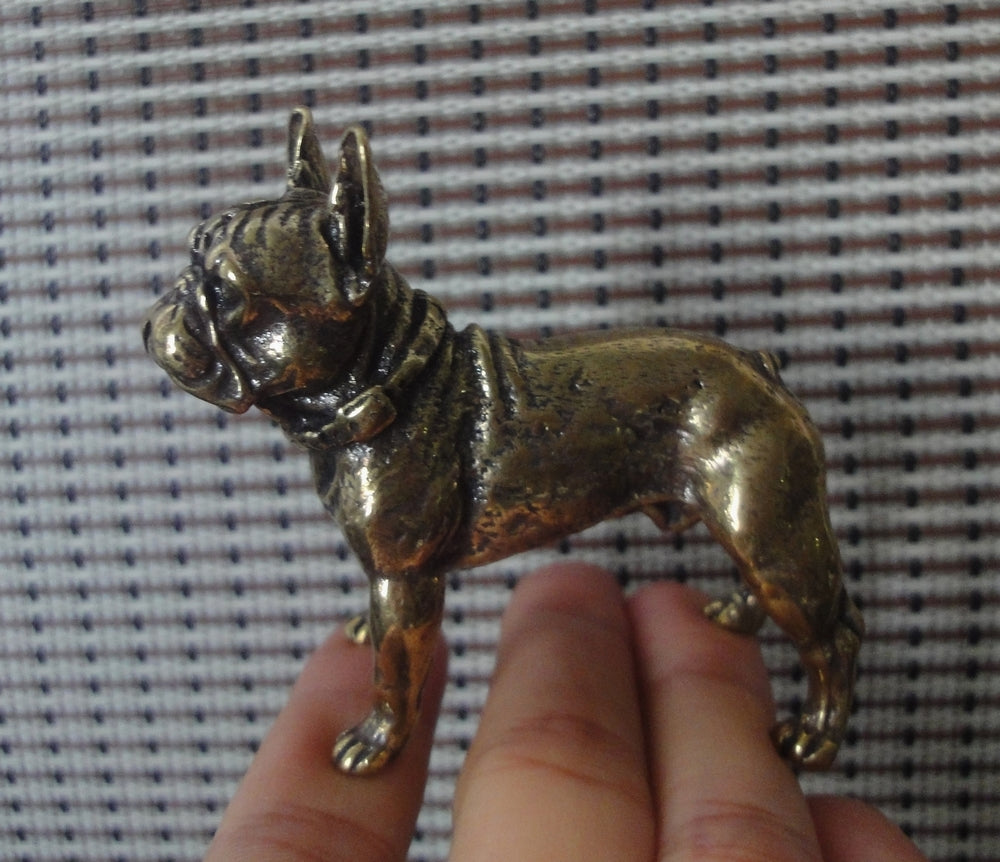Vintage Solid Brass French Bulldog Figurine: Home Ornament (2.36"x2.25")