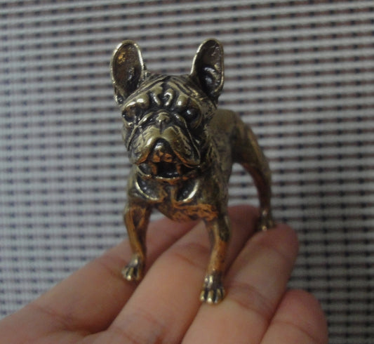 Vintage Solid Brass French Bulldog Figurine: Home Ornament (2.36"x2.25")