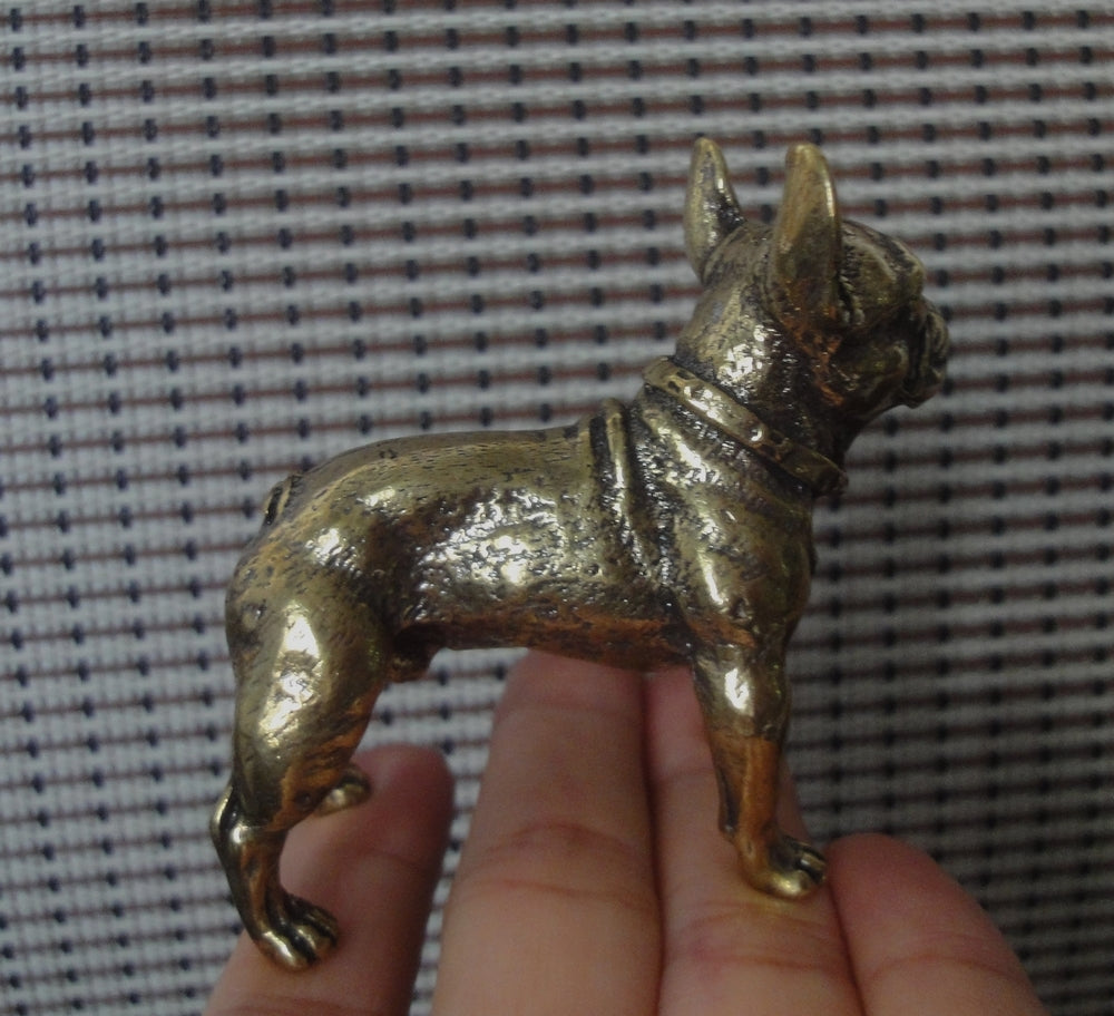 Vintage Solid Brass French Bulldog Figurine: Home Ornament (2.36"x2.25")