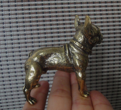 Vintage Solid Brass French Bulldog Figurine: Home Ornament (2.36"x2.25")