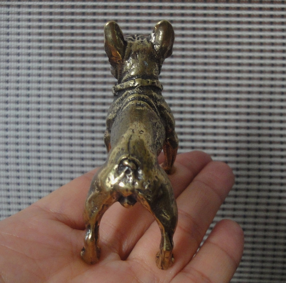 Vintage Solid Brass French Bulldog Figurine: Home Ornament (2.36"x2.25")