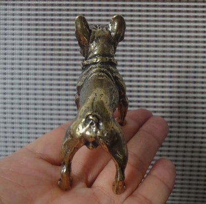 Vintage Solid Brass French Bulldog Figurine: Home Ornament (2.36"x2.25")