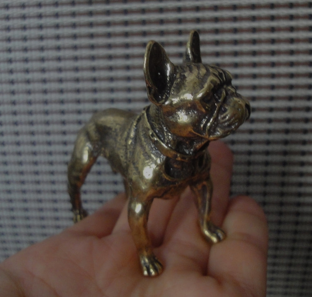 Vintage Solid Brass French Bulldog Figurine: Home Ornament (2.36"x2.25")