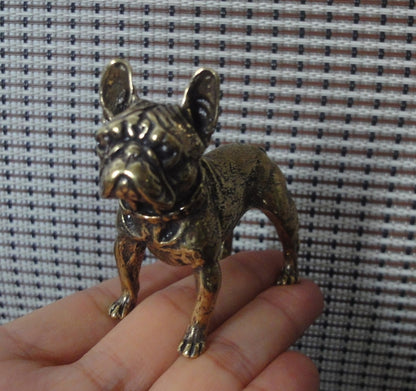 Vintage Solid Brass French Bulldog Figurine: Home Ornament (2.36"x2.25")
