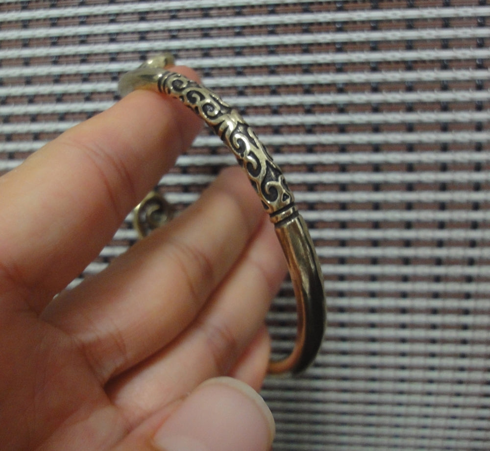 Solid Brass Sun Wukong Monkey King Adjustable Bangle Vintage Style Bracelet