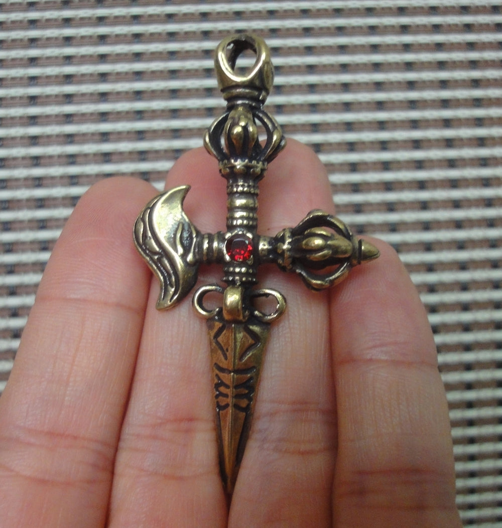 Vintage Brass Ritual Vajra Axe Pendant Ornament