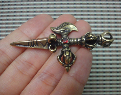 Vintage Brass Ritual Vajra Axe Pendant Ornament