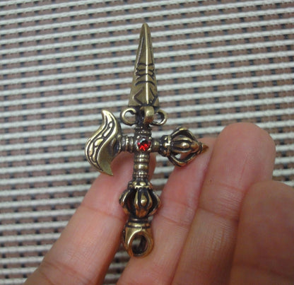 Vintage Brass Ritual Vajra Axe Pendant Ornament