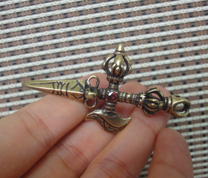 Vintage Brass Ritual Vajra Axe Pendant Ornament