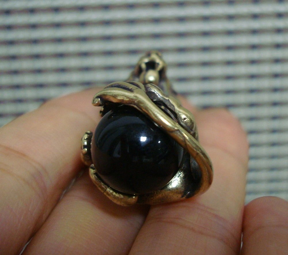 Solid Brass Small Roaring Lion Pendant Vintage Animal Statue Keyring