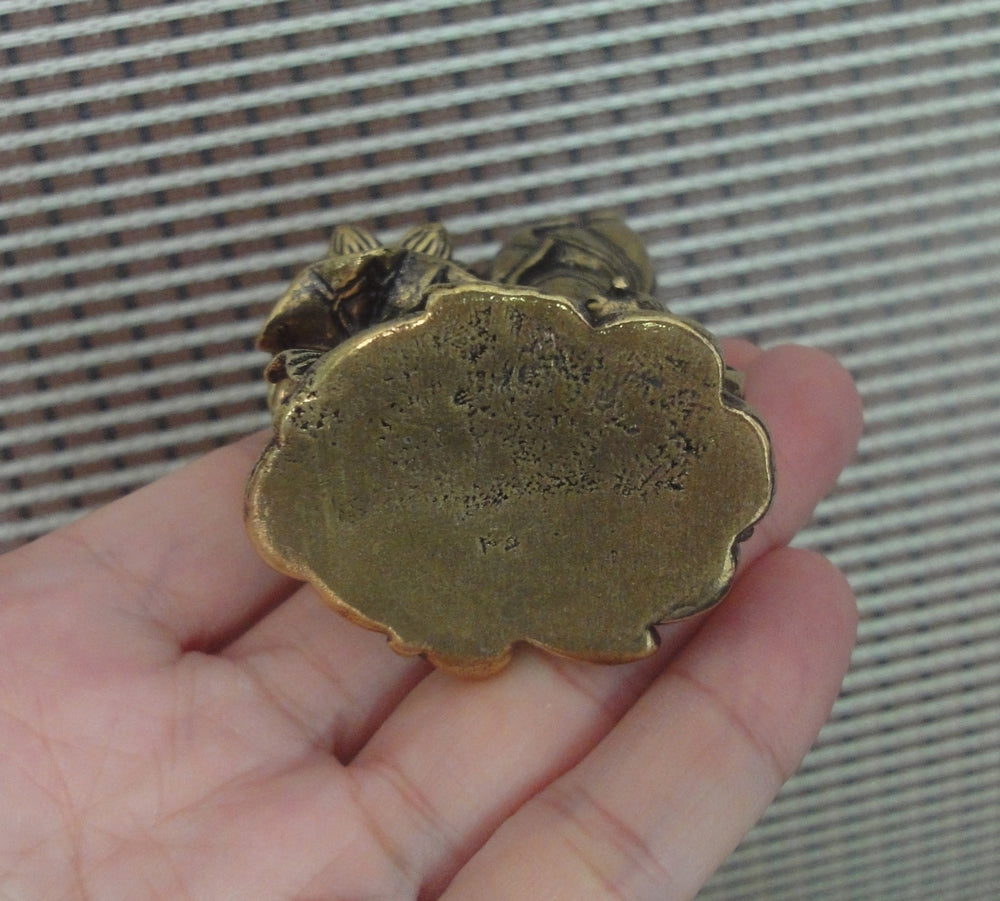 Solid Brass Fish and Lotus Flower Leaf Statue for Home Garden Decor