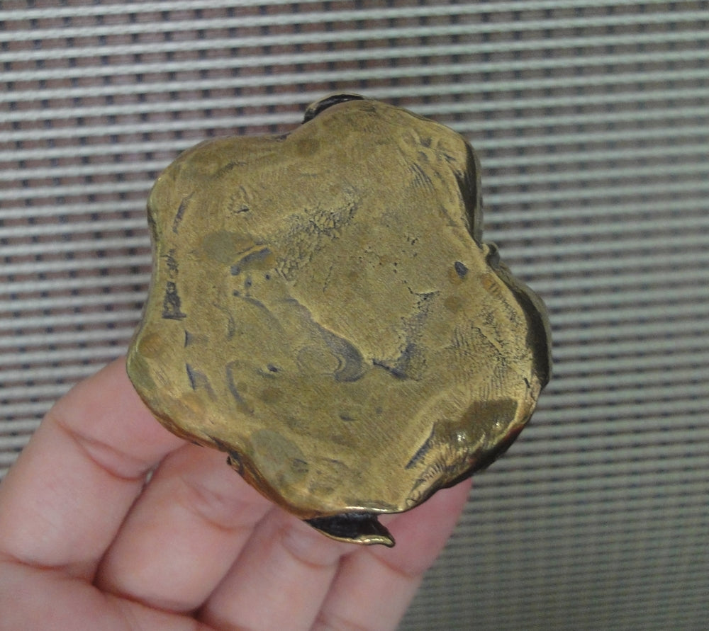 Vintage Brass Prosperity Lotus Gold Fish Statue Incense Holder