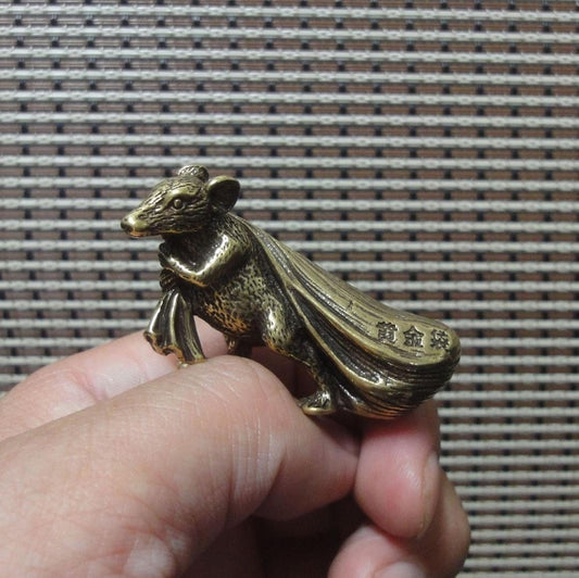 Vintage Brass Feng Shui Rat Ornament Figurine Statue for Home Decor