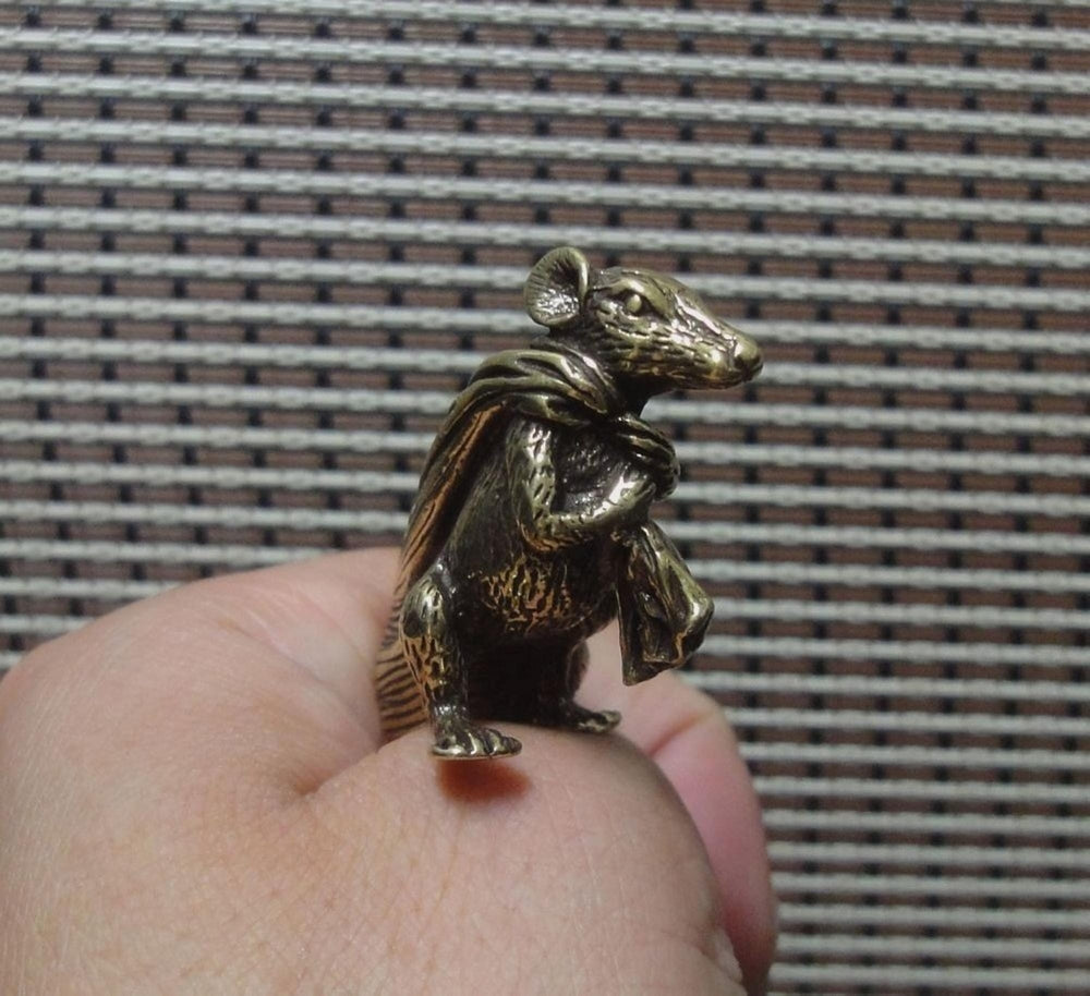 Vintage Brass Feng Shui Rat Ornament Figurine Statue for Home Decor