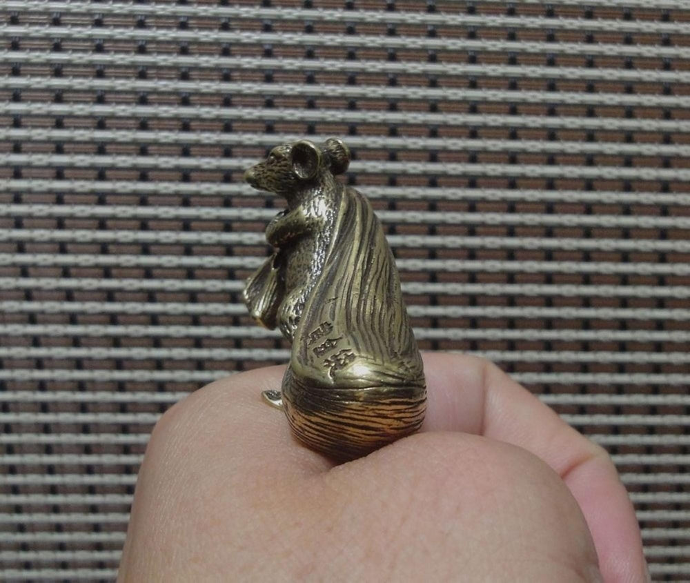 Vintage Brass Feng Shui Rat Ornament Figurine Statue for Home Decor