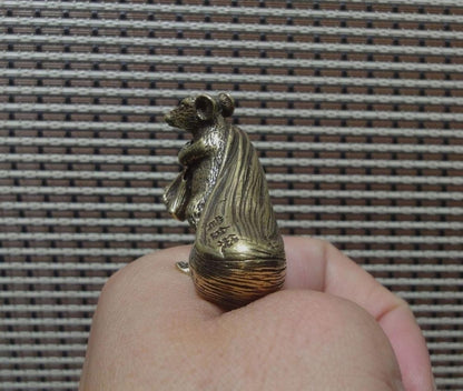 Vintage Brass Feng Shui Rat Ornament Figurine Statue for Home Decor