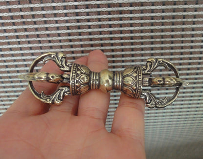 Vintage Style Solid Brass Tibetan Nine-pronged Vajra Pendant