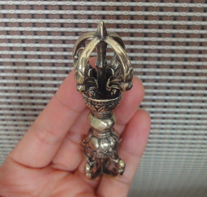 Vintage Style Solid Brass Tibetan Nine-pronged Vajra Pendant