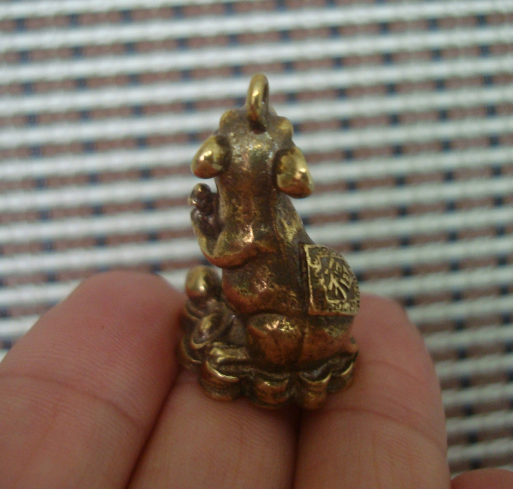Solid Brass Fortune Rat Figurine Pendant Vintage Style Home Ornament