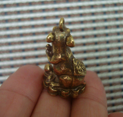 Solid Brass Fortune Rat Figurine Pendant Vintage Style Home Ornament