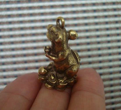 Solid Brass Fortune Rat Figurine Pendant Vintage Style Home Ornament