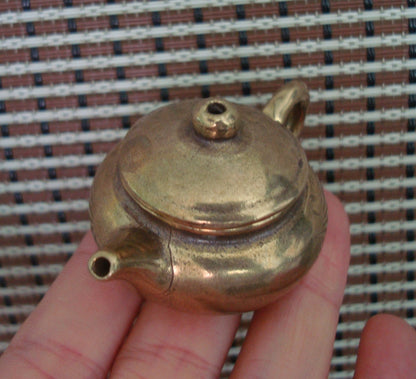 Vintage Brass Mini Teapot Ornament for Home Office Decor