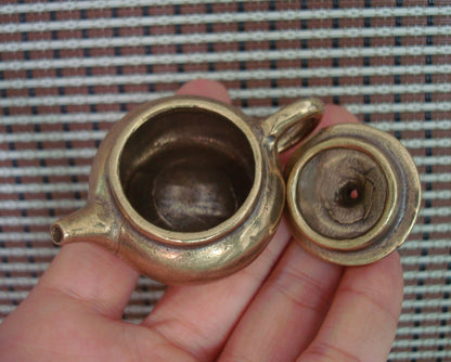 Vintage Brass Mini Teapot Ornament for Home Office Decor