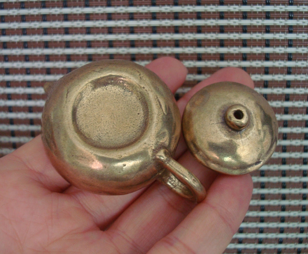 Vintage Brass Mini Teapot Ornament for Home Office Decor