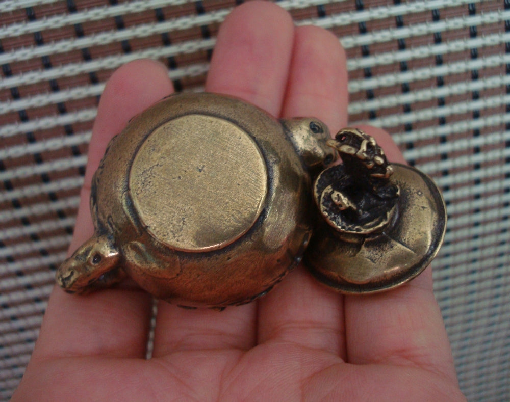 Vintage Brass Flowers Bird Small Teapot for Home Office Decor