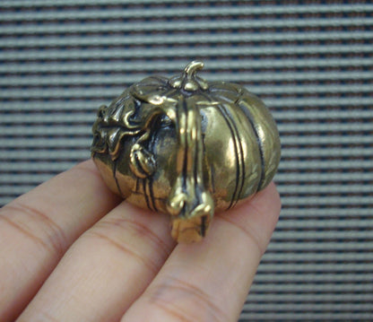 Solid Brass Fish Figurine Pumpkin Teapot Vintage Style