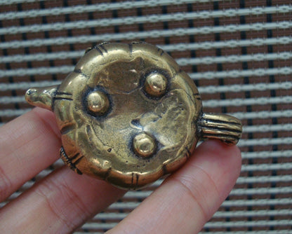 Solid Brass Fish Figurine Pumpkin Teapot Vintage Style