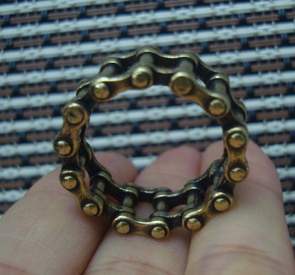Solid Brass Chain-link Finger Ring - Vintage Style US Size 11