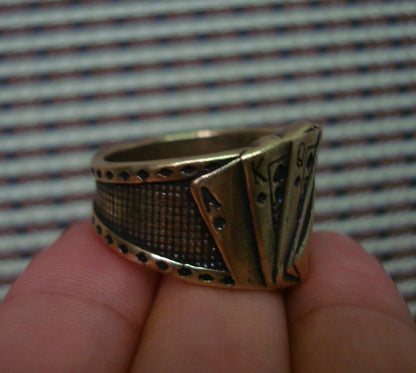 Vintage Solid Brass Magician Poker Ring US Size 11 (21MM)