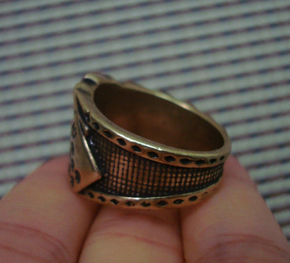 Vintage Solid Brass Magician Poker Ring US Size 11 (21MM)