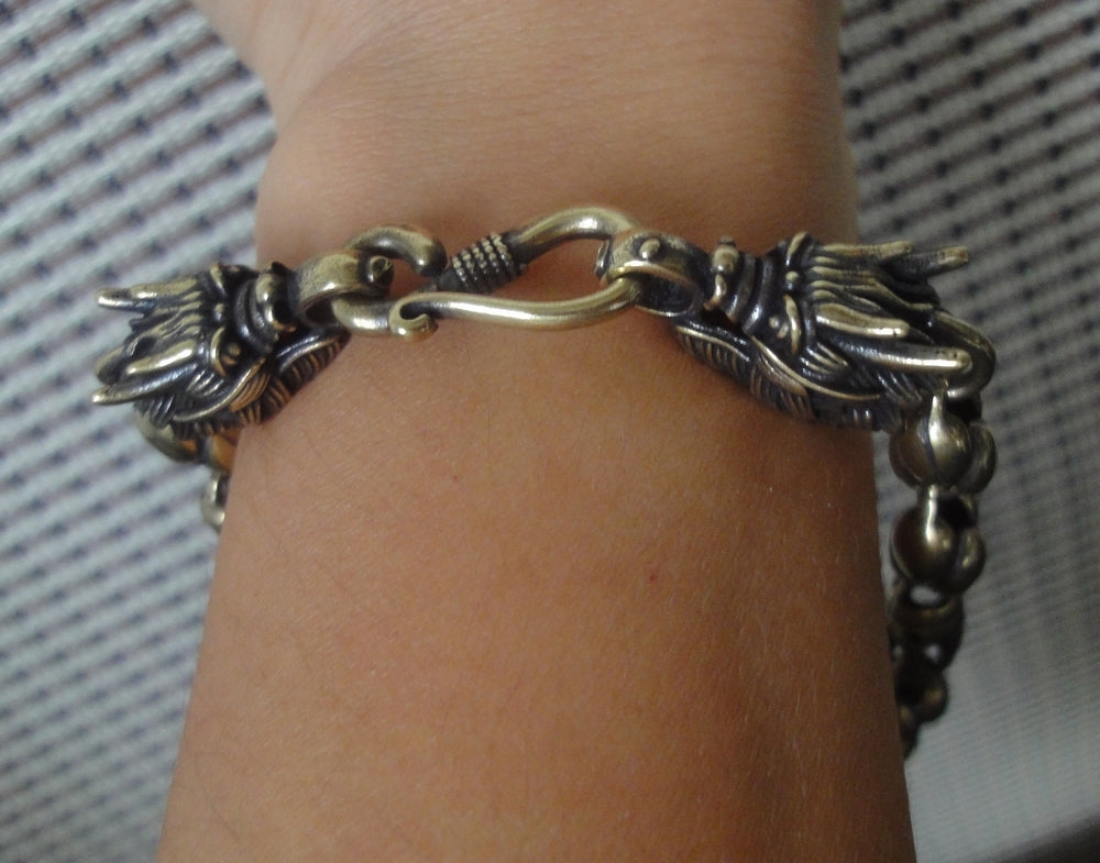 Vintage Solid Brass Dragon Head Hip-hop Bracelet