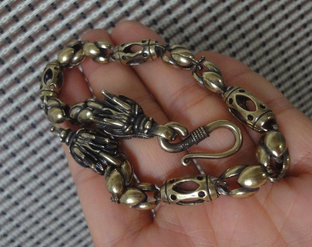 Vintage Solid Brass Dragon Head Hip-hop Bracelet