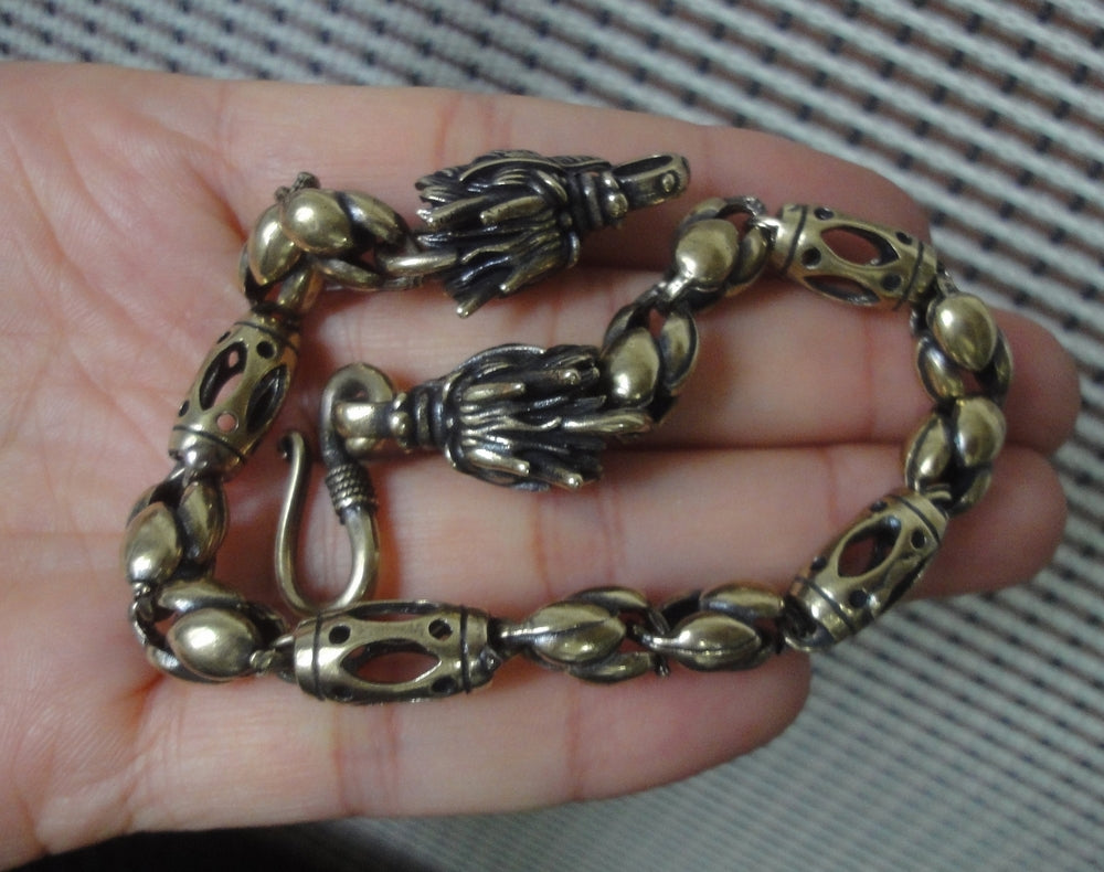 Vintage Solid Brass Dragon Head Hip-hop Bracelet