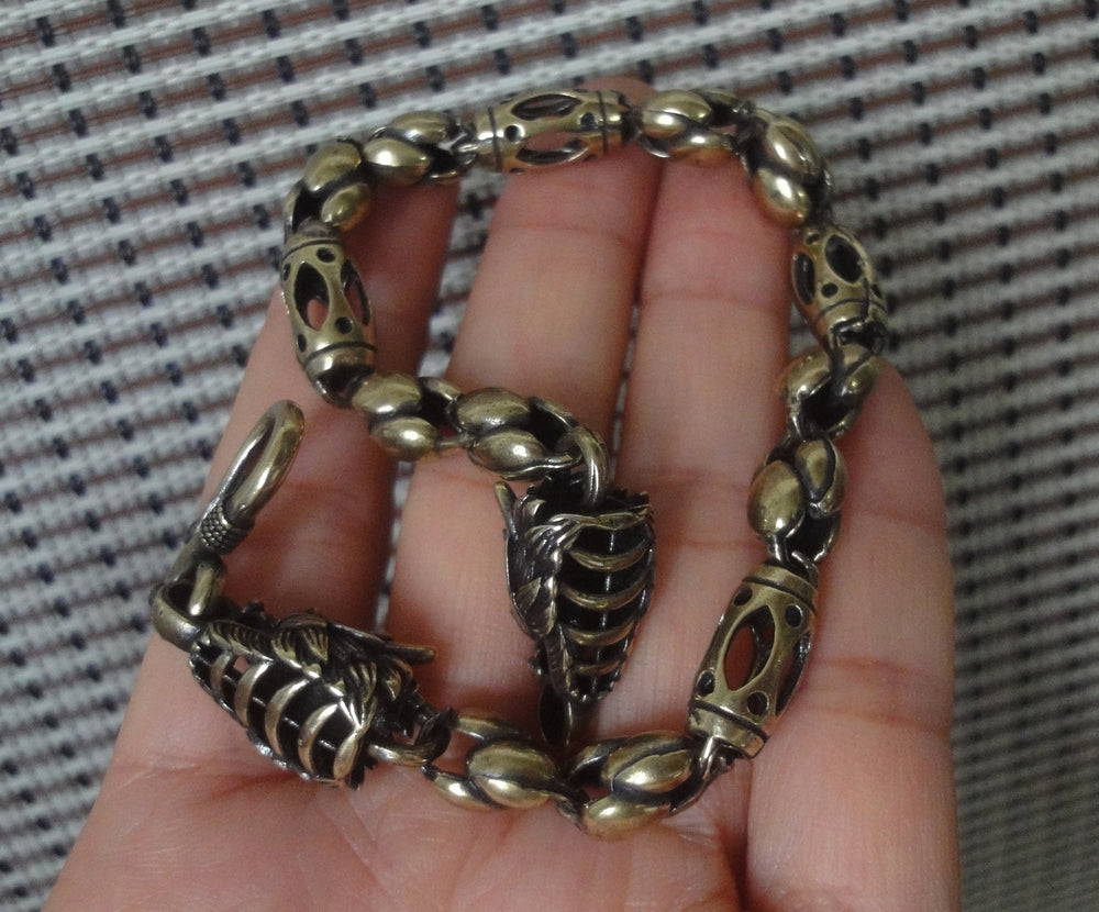 Vintage Solid Brass Dragon Head Hip-hop Bracelet
