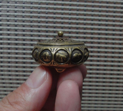 Vintage Style Small Brass Incense Burner 12 Zodiac Animals Covered Censer
