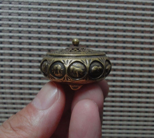 Vintage Style Small Brass Incense Burner 12 Zodiac Animals Covered Censer