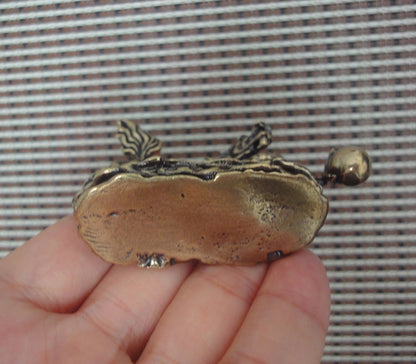 Solid Brass Dragon Holding Ball Figurine Vintage Style Statue for Home Decor