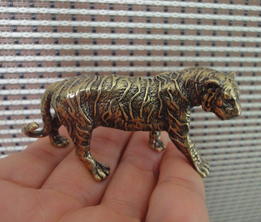 Vintage Style Solid Brass Copper Tiger Animal Figurine Statue for Home Garden Decor