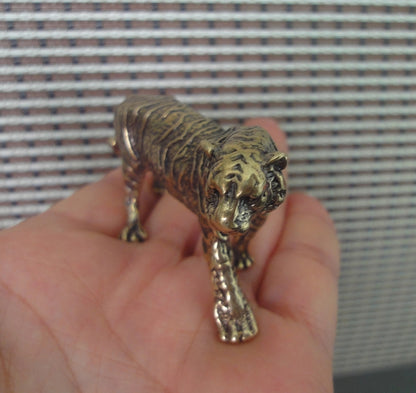 Vintage Style Solid Brass Copper Tiger Animal Figurine Statue for Home Garden Decor