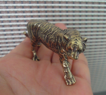 Vintage Style Solid Brass Copper Tiger Animal Figurine Statue for Home Garden Decor