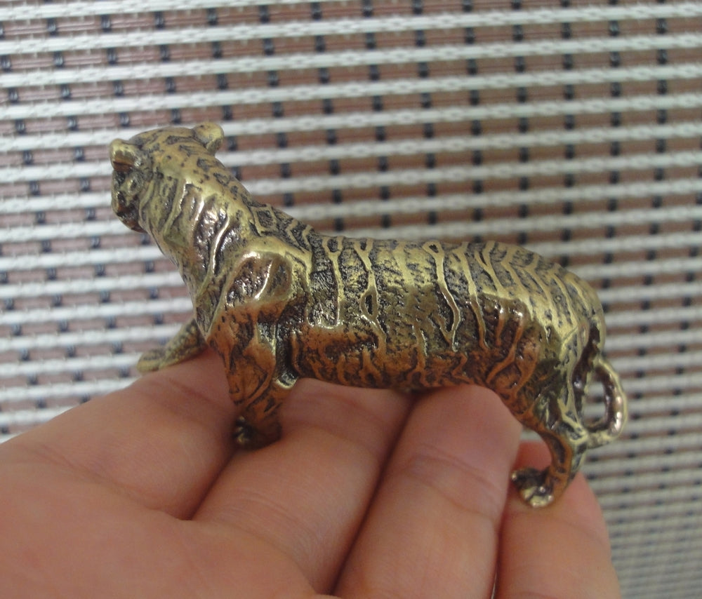 Vintage Style Solid Brass Copper Tiger Animal Figurine Statue for Home Garden Decor