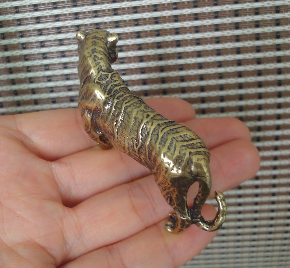 Vintage Style Solid Brass Copper Tiger Animal Figurine Statue for Home Garden Decor