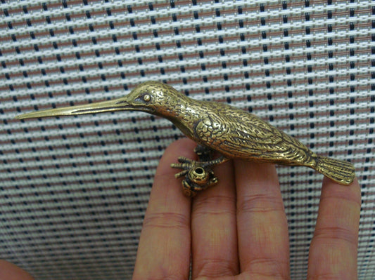 Solid Brass Kingfisher Bird Figurine Vintage Syle Statue for Home Decor
